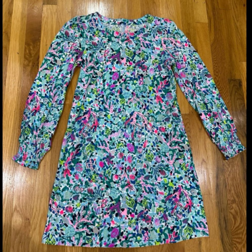 Lilly Pulitzer Diann Floral Print Long Sleeve Cotton Shift Dress